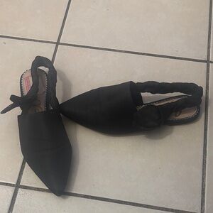 Sam Edelman Black Pointed Braided Slingback Flats